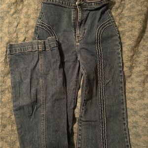 High-Waisted Rollergirl Blue Jeans